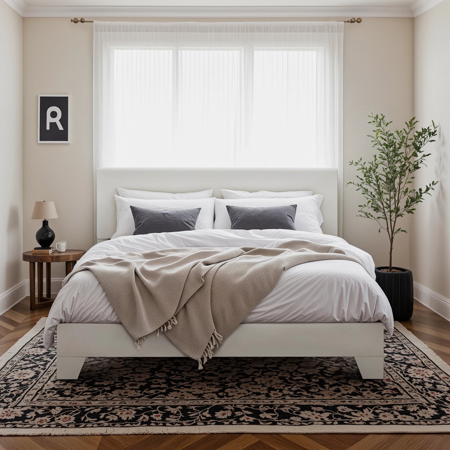 HOOMIC Upholstered Bed Frame With Adjustable Headboard And Noise Free