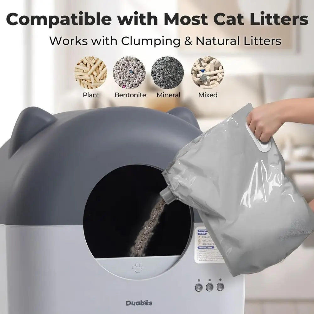 Extra Large Smart Self Cleaning Litter Box for Multiple Cats with Low Noise APP Control And Safety Sensors