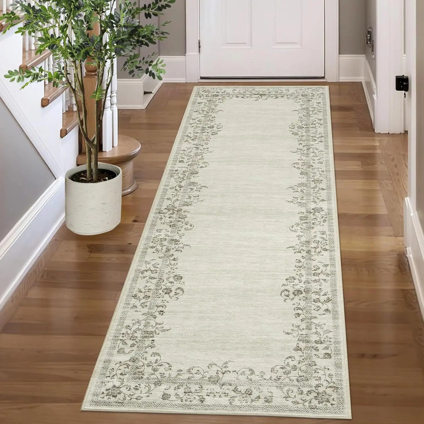 HiMISS Washable Floral Border Area Rug for Living Room Bedroom