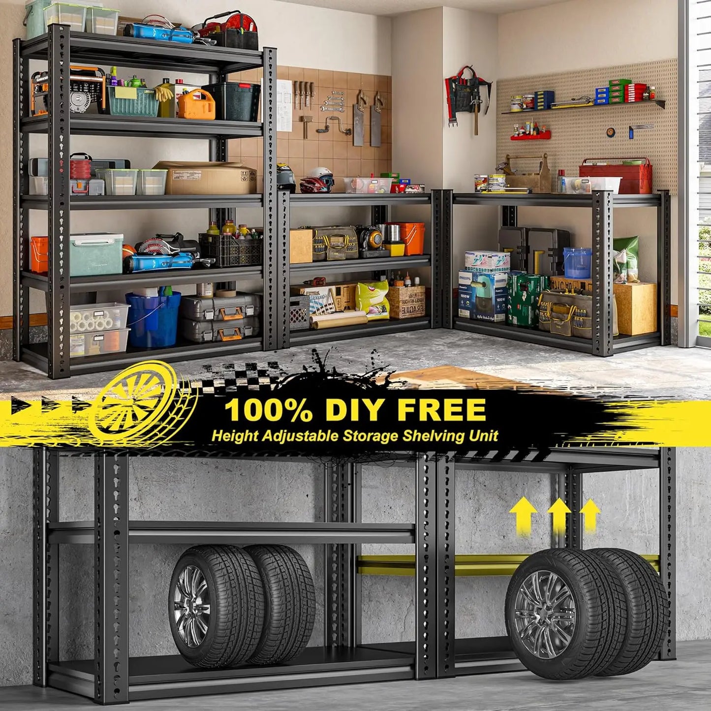 Heavy Duty 2000 LBS 5-Tier Adjustable Metal Garage Shelving Unit