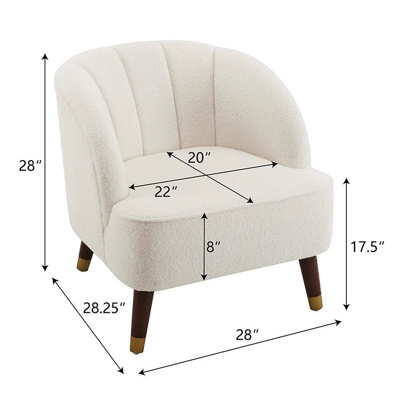 Upholstered Barrel Accent Chair With Wooden Legs Perfect for Living Spaces, Home Offices, Home Bars, Dorms, Small Apartments