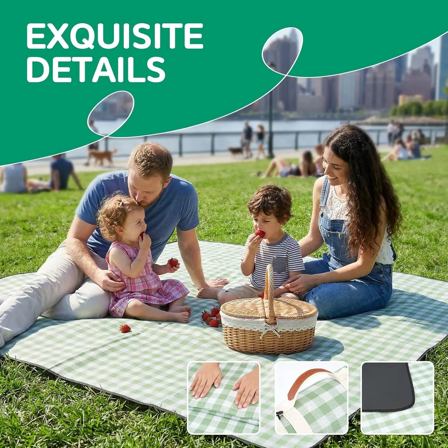 Waterproof Beach Blanket Picnic Mat Canvas Towel For Outdoor Trips