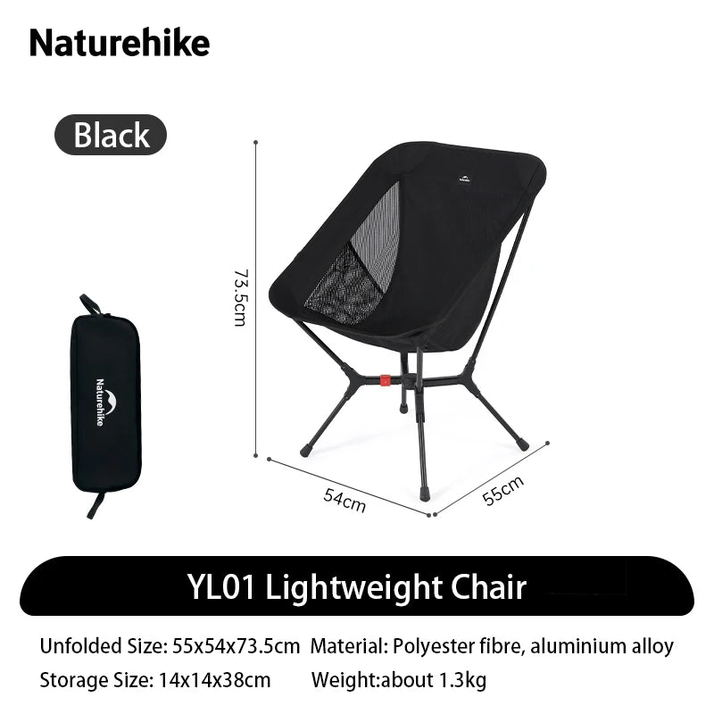 Naturehike Ultralight Folding Camping Chair Aluminum Alloy 200kg Load