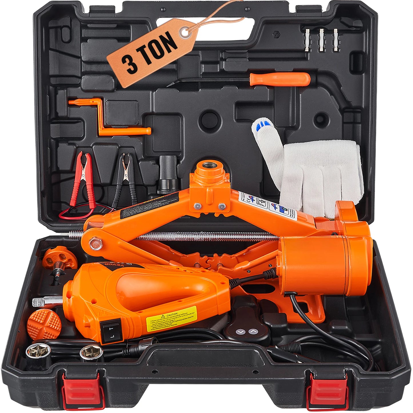 SucceBuy 3T Electric Car Jack With Electric Impact Wrench 12V