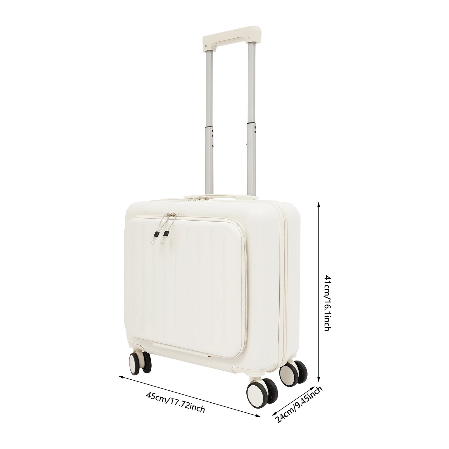 NONECN Boarding Suitcase With Front Compartment Travel Luggage For Business
