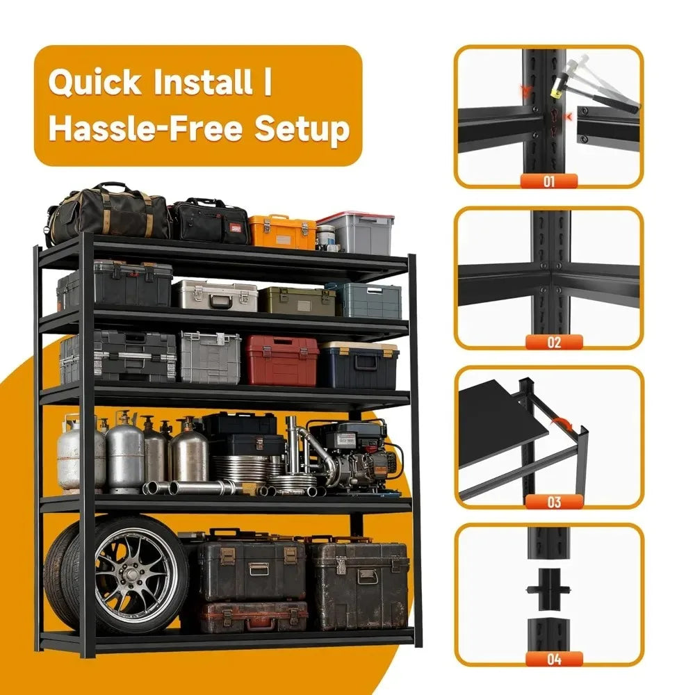 72''H × 40''W Garage Shelving, Metal Shelving Unit and Storage, 2500lb Standing Shelves,Heavy Duty Shelving with, Customized