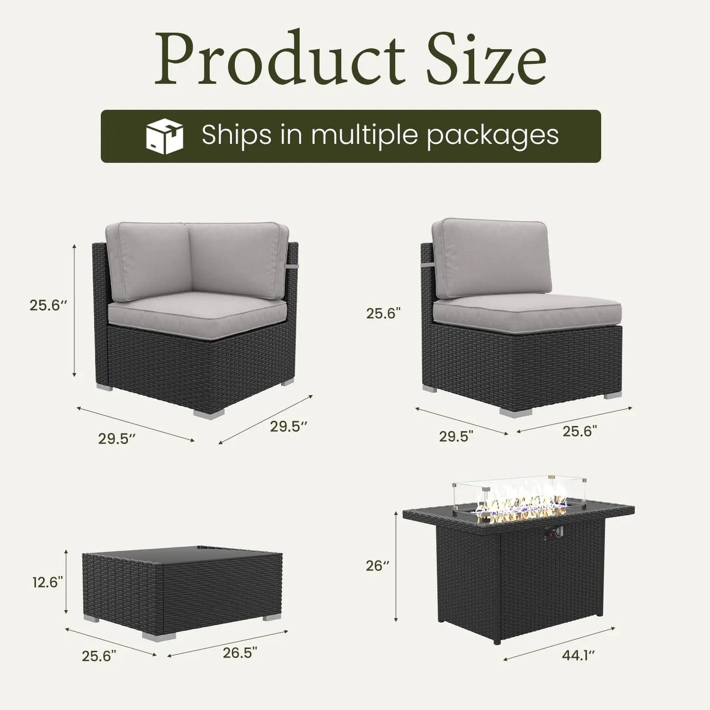 Patio Furniture Set With Fire Pit Table Outdoor Wicker Rattan Sectional Sofa