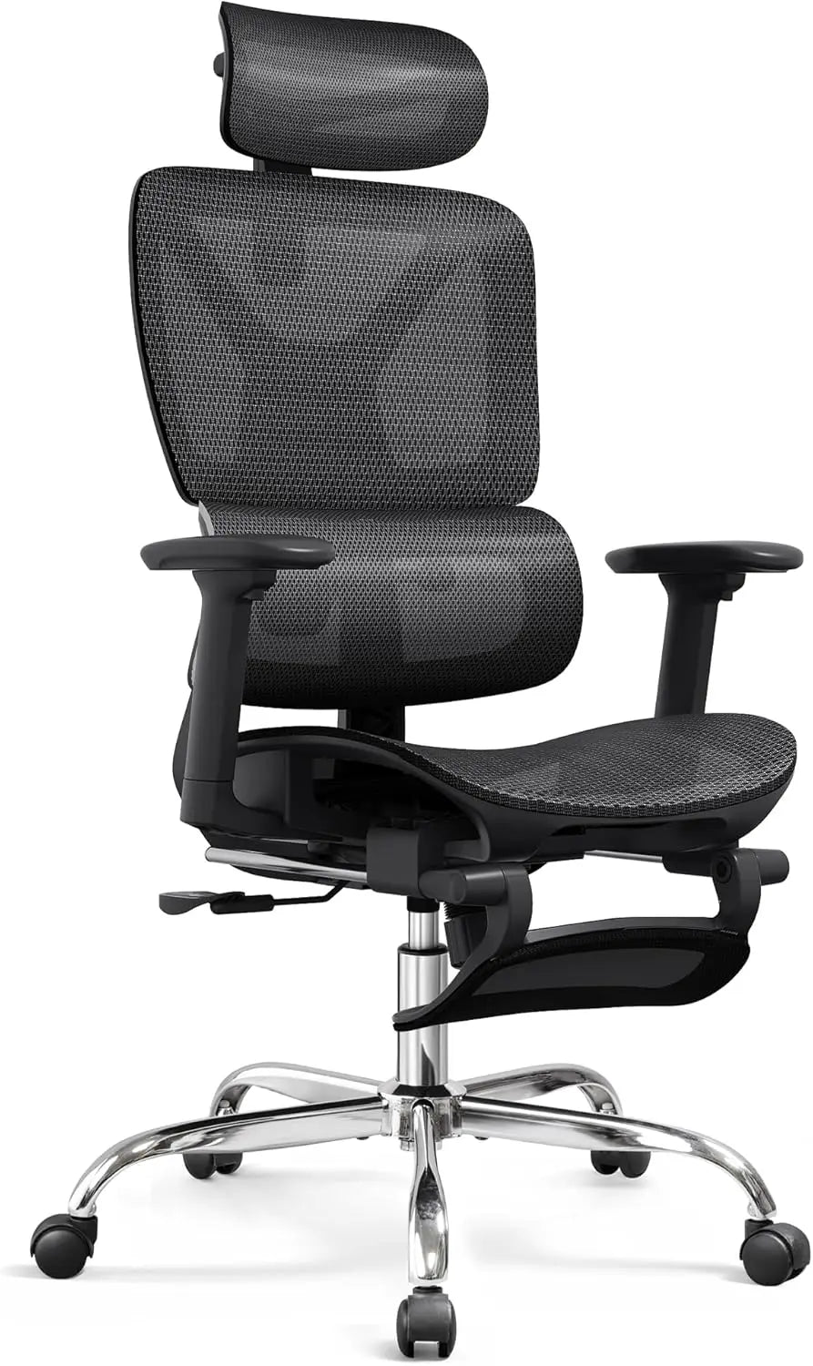Ergonomic Mesh Office Desk Chair with Footrest - Heavy Duty High Back Reclining Swivel Home Computer Chair | Customized