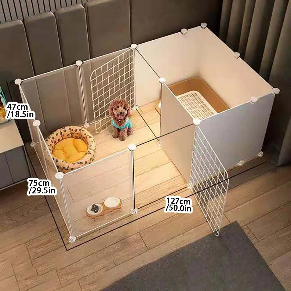 Pet Dog Enclosure Indoor Kennel With Toilet Area Cage