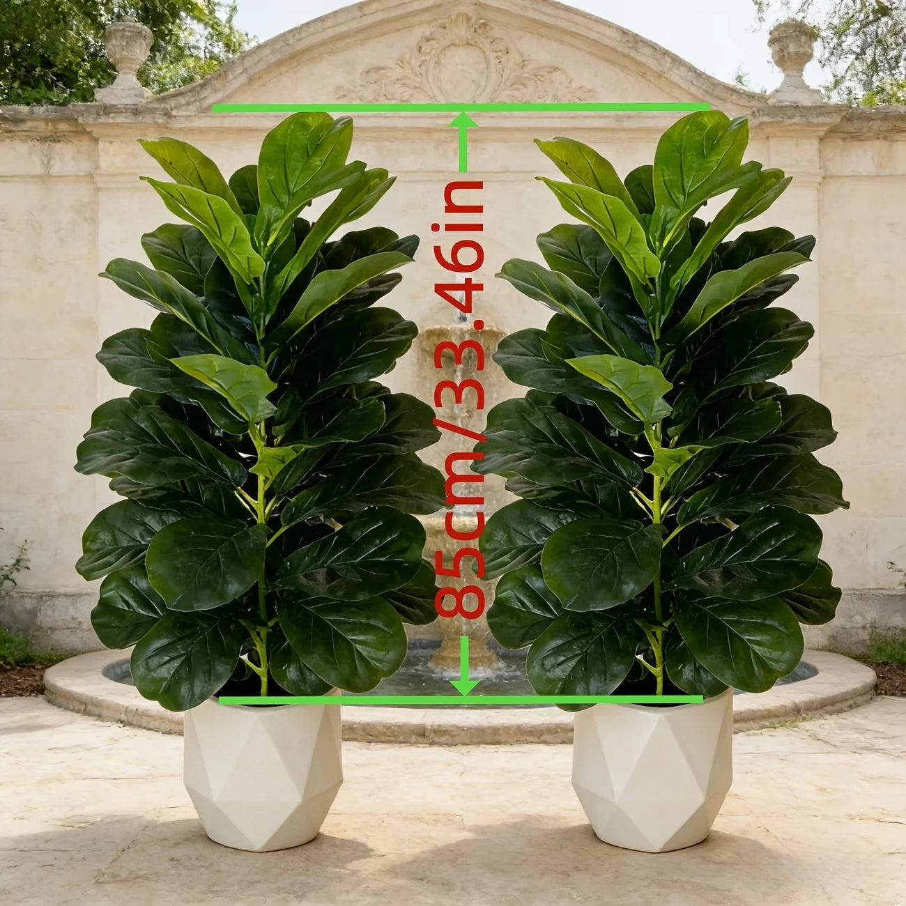 Artificial Fiddle Leaf Fig Tree 2 Pack With Geometric Pot Indoor Decor