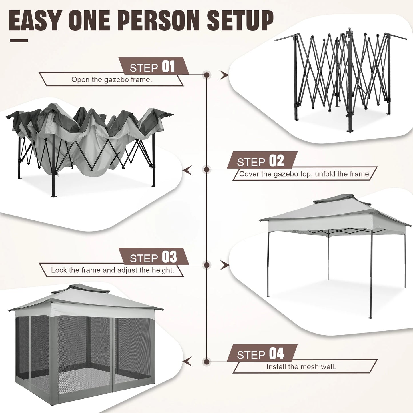 Tooluck Pop Up Gazebo With Mosquito Netting for Outdoor Use