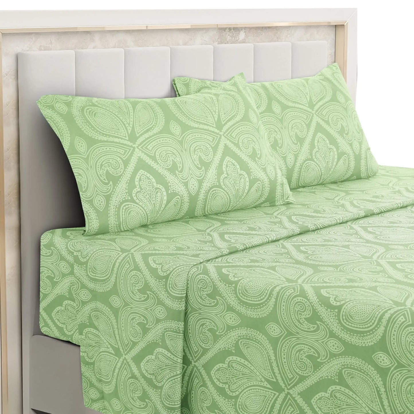 Lux Decor 4-Piece Paisley Bed Sheet Set – Soft Brushed Microfiber Sheets with 16" Deep Pockets – Wrinkle-Resistant Bedding