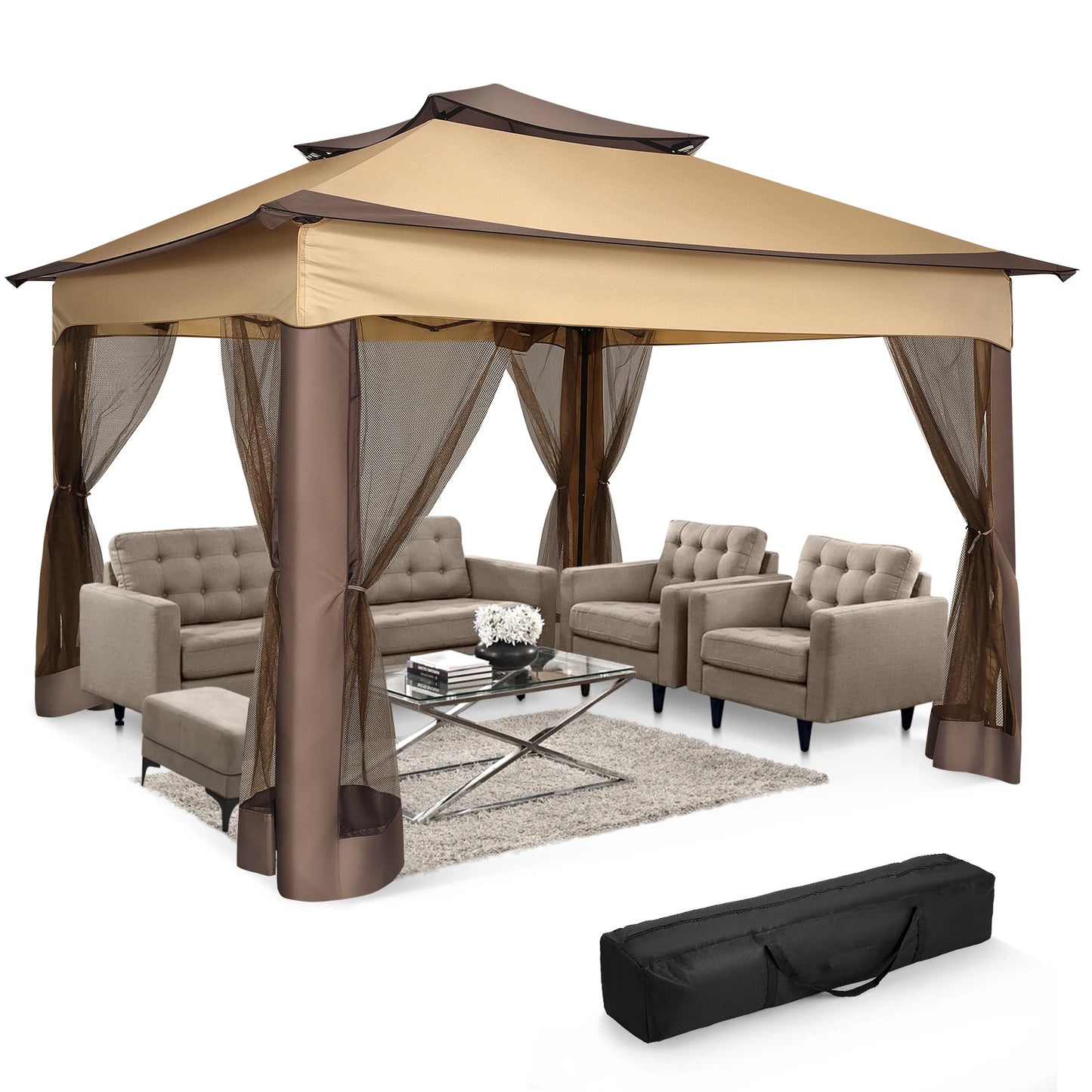 Tooluck Pop Up Gazebo With Mosquito Netting for Outdoor Use