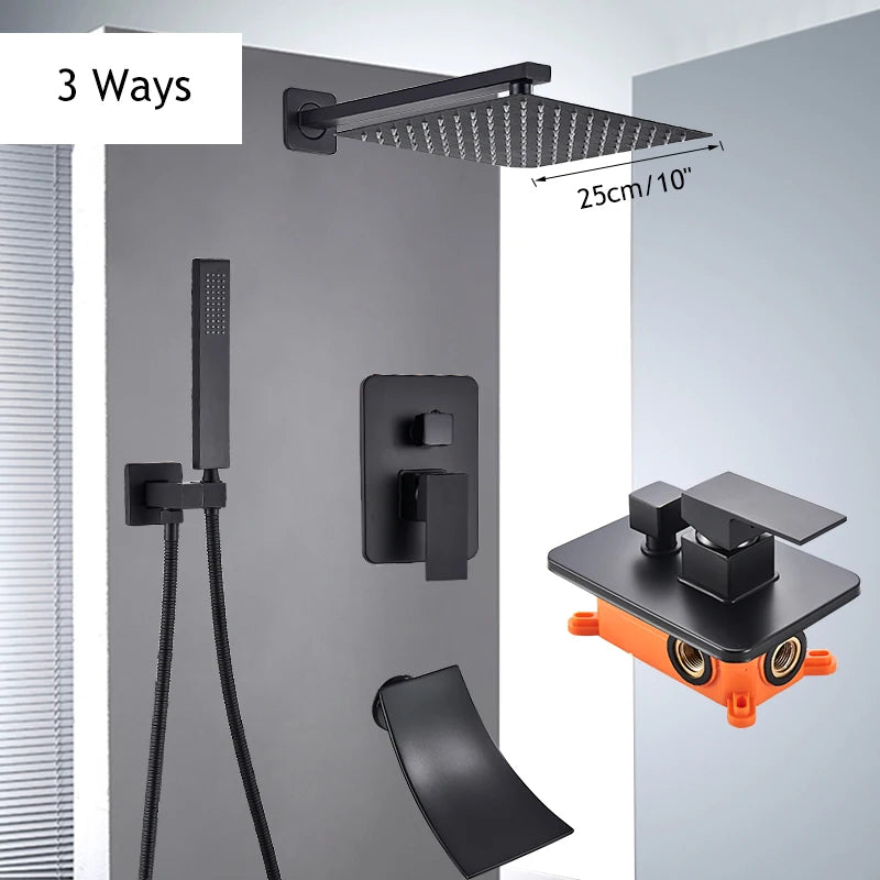 Saeuwtowy Shower Faucet Set Brass Rain Head Three Way