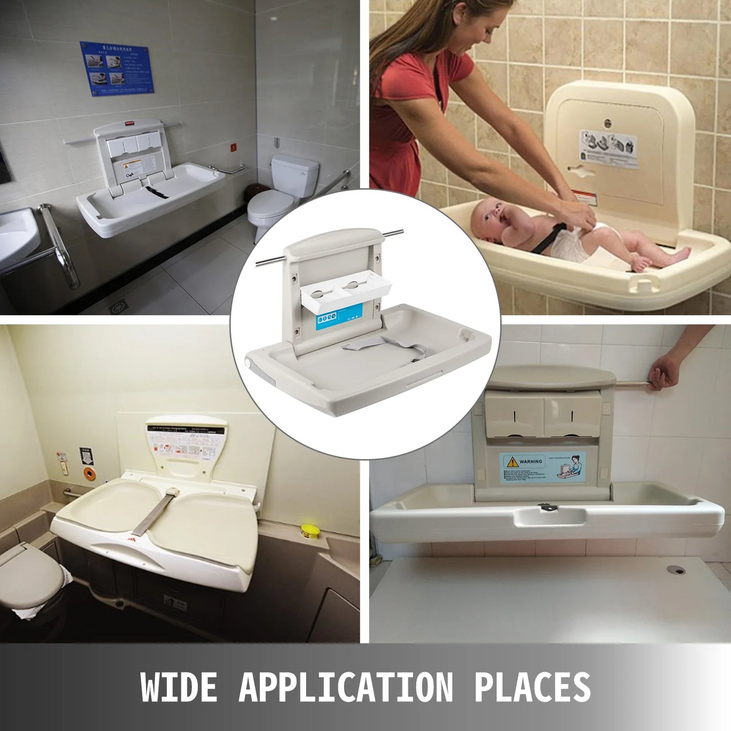 SucceBuy Commercial Wall Mount Baby Diaper Changing Station Fold Down