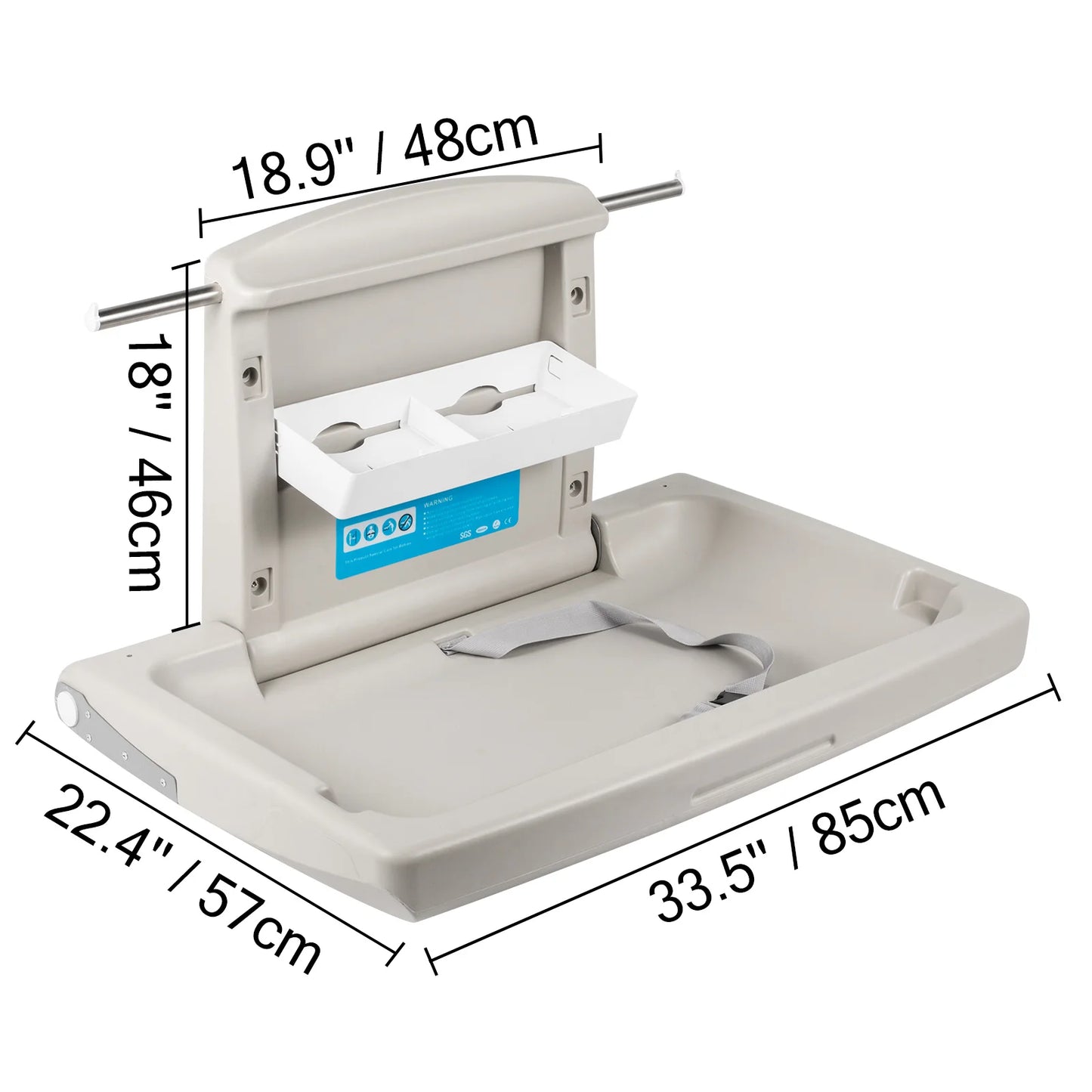 SucceBuy Commercial Wall Mount Baby Diaper Changing Station Fold Down