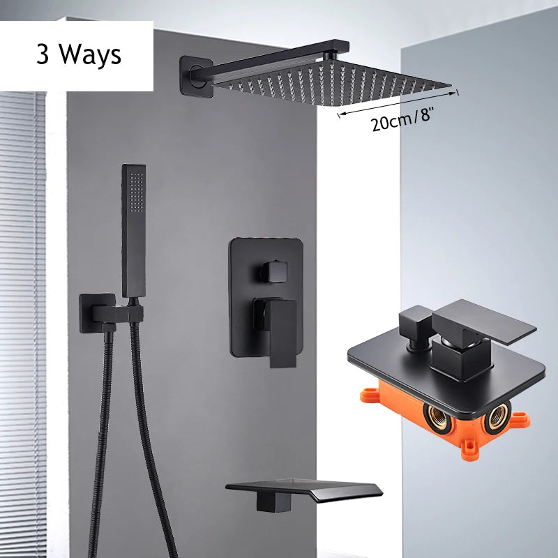 Saeuwtowy Shower Faucet Set Brass Rain Head Three Way