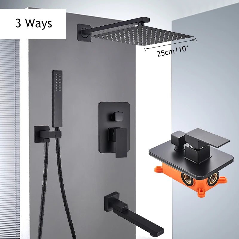 Saeuwtowy Shower Faucet Set Brass Rain Head Three Way