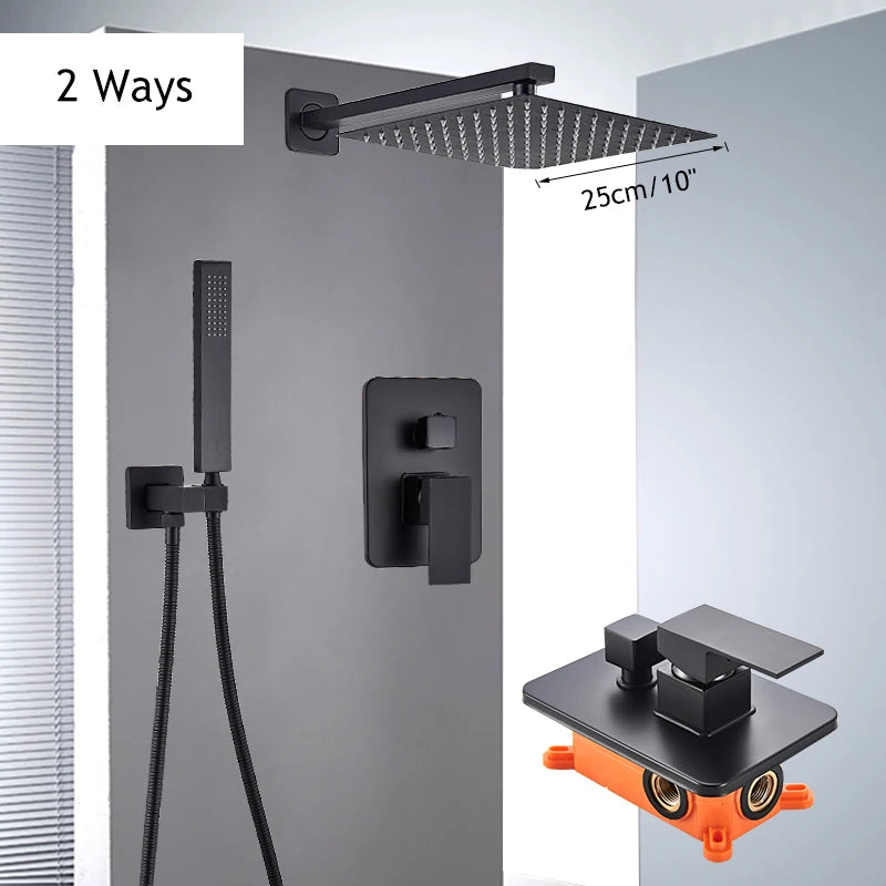 Saeuwtowy Shower Faucet Set Brass Rain Head Three Way