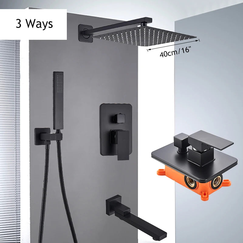 Saeuwtowy Shower Faucet Set Brass Rain Head Three Way