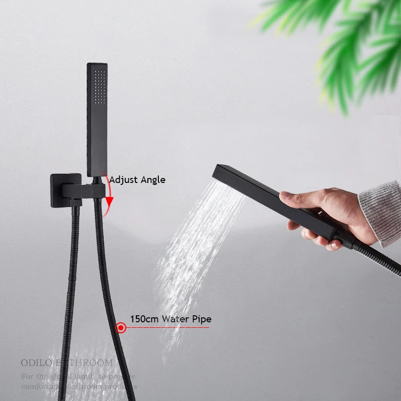 Saeuwtowy Shower Faucet Set Brass Rain Head Three Way