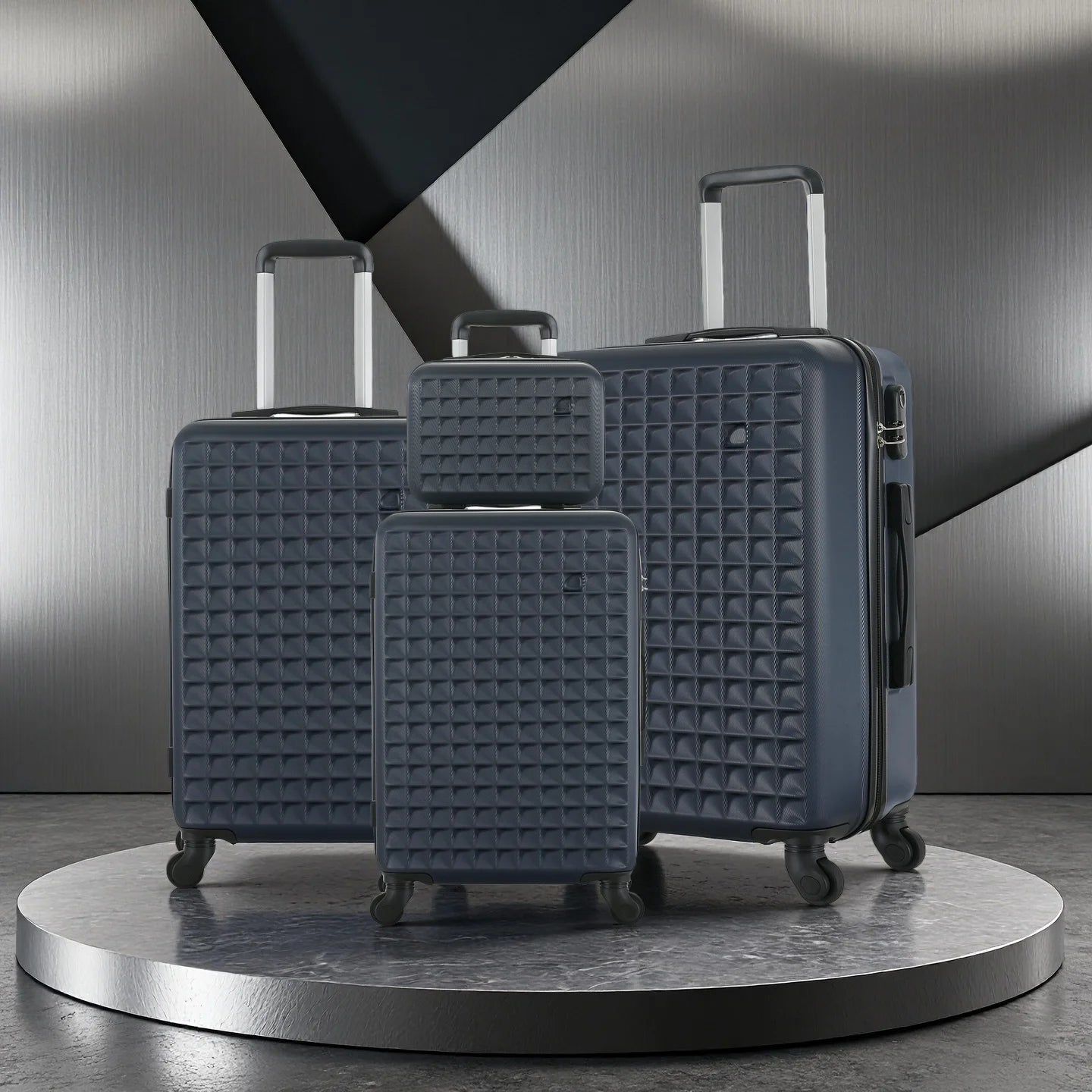 NONECN 4-Piece ABS Hardside Spinner Luggage Set with Cosmetic Case