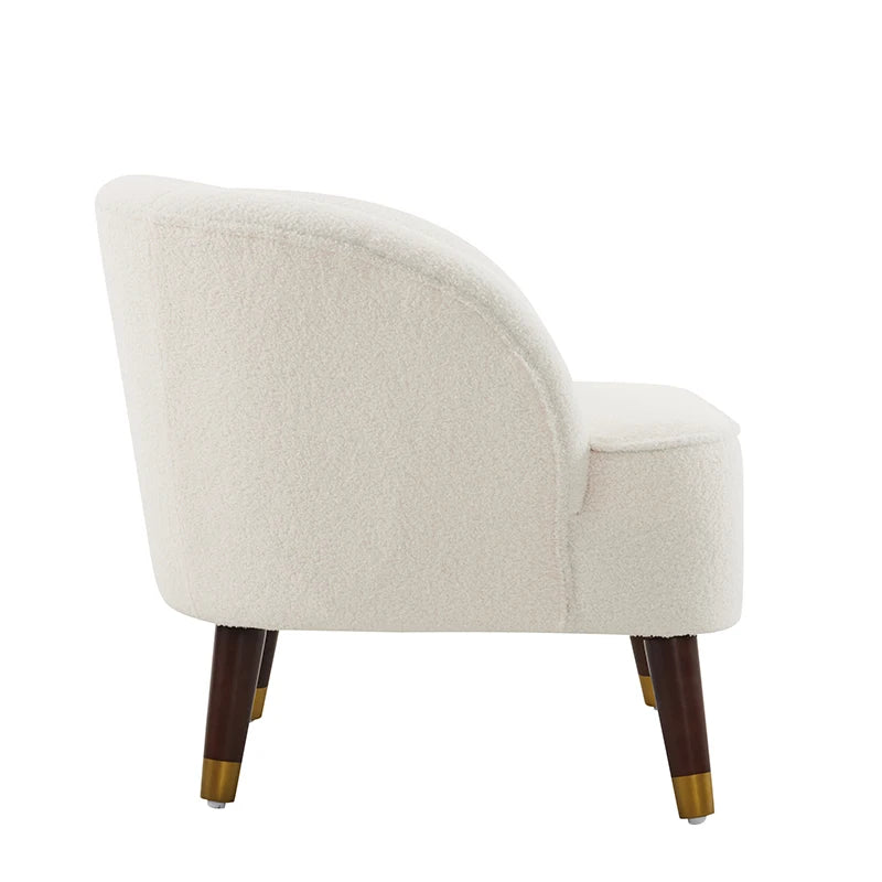 Upholstered Barrel Accent Chair With Wooden Legs Perfect for Living Spaces, Home Offices, Home Bars, Dorms, Small Apartments