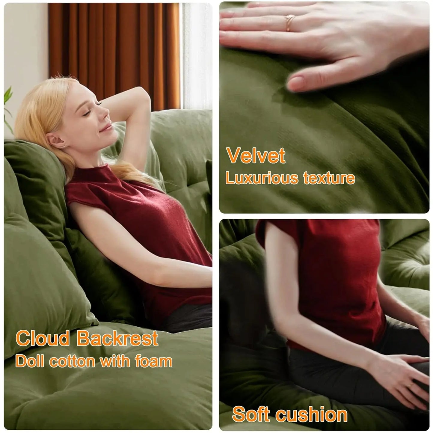 U Shaped Modular Sectional Sofa With Ottoman Velvet