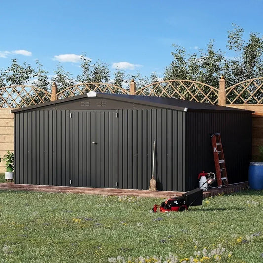 Outdoor Metal Storage Shed With Lockable Doors For Yard