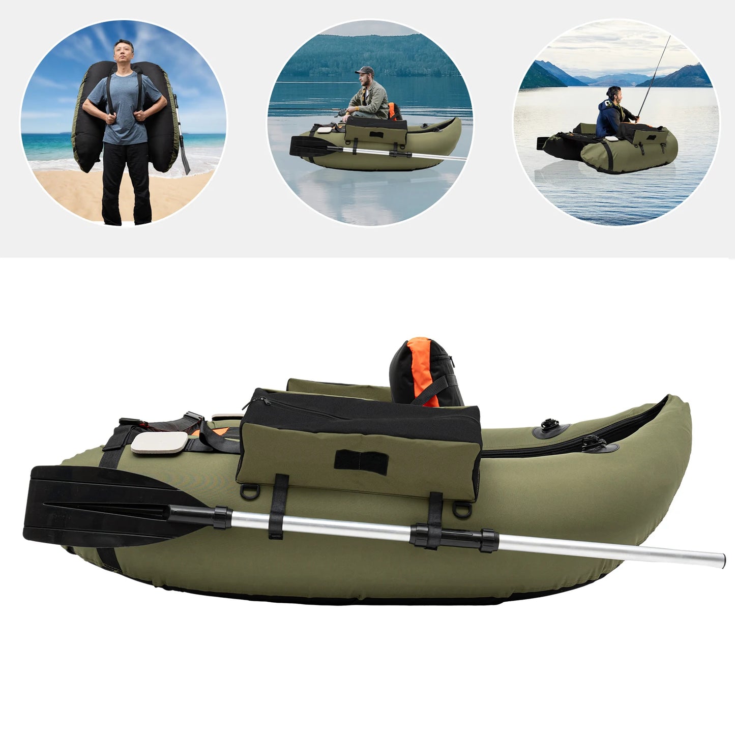 Inflatable One Person Fishing Boat With Pump And Oars