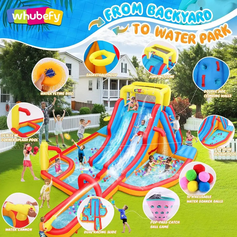 OLOEY Iatable Dual-Lane Water Slide Obstacle Course