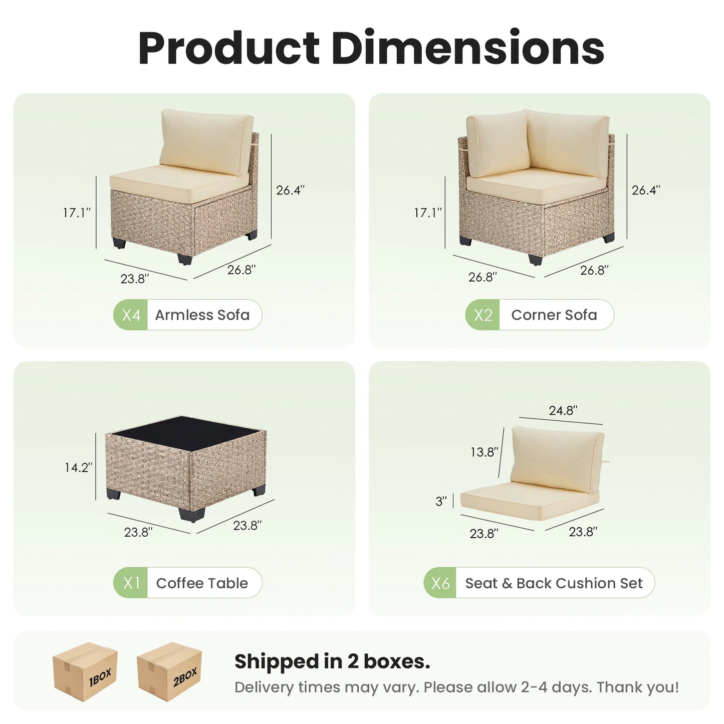 Outdoor Rattan Patio Furniture Set With Glass Table