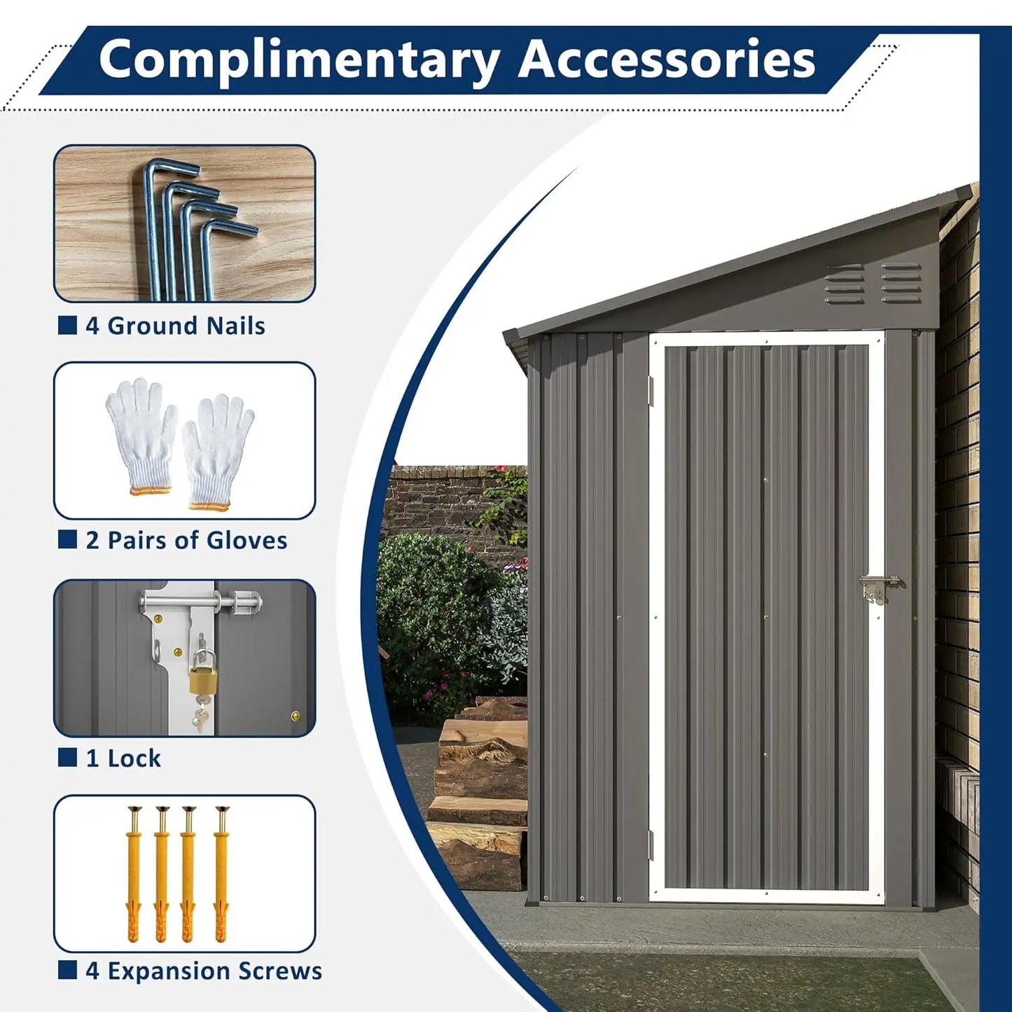 Metal Lean To Storage Shed for Outdoor Garden Patio