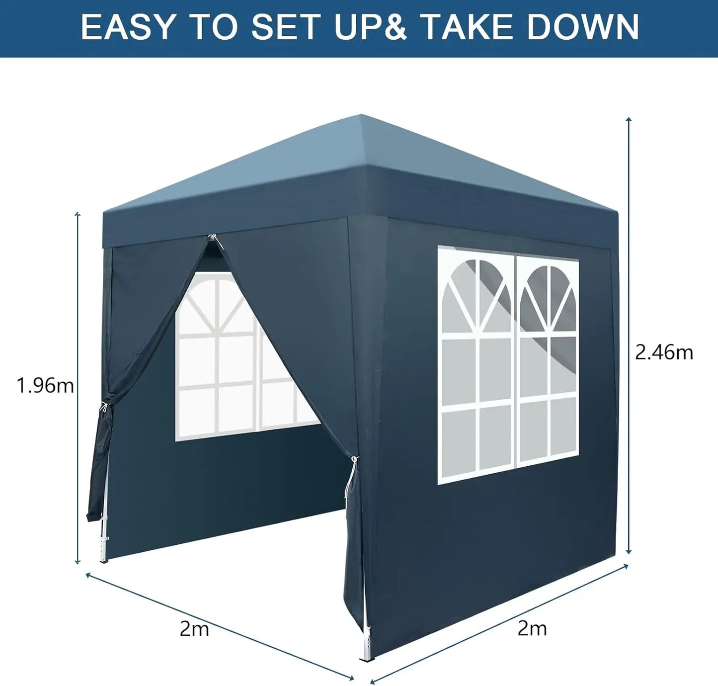 6.5x6.5ft Pop Up Canopy Tent, Outdoor Instant Shelter Folding Canopy with 4 Side Walls and