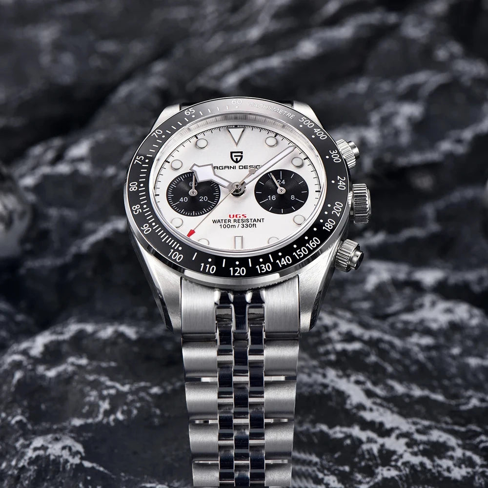 PAGANI DESIGN Panda Chronograph Stainless Steel Bracelet Watch