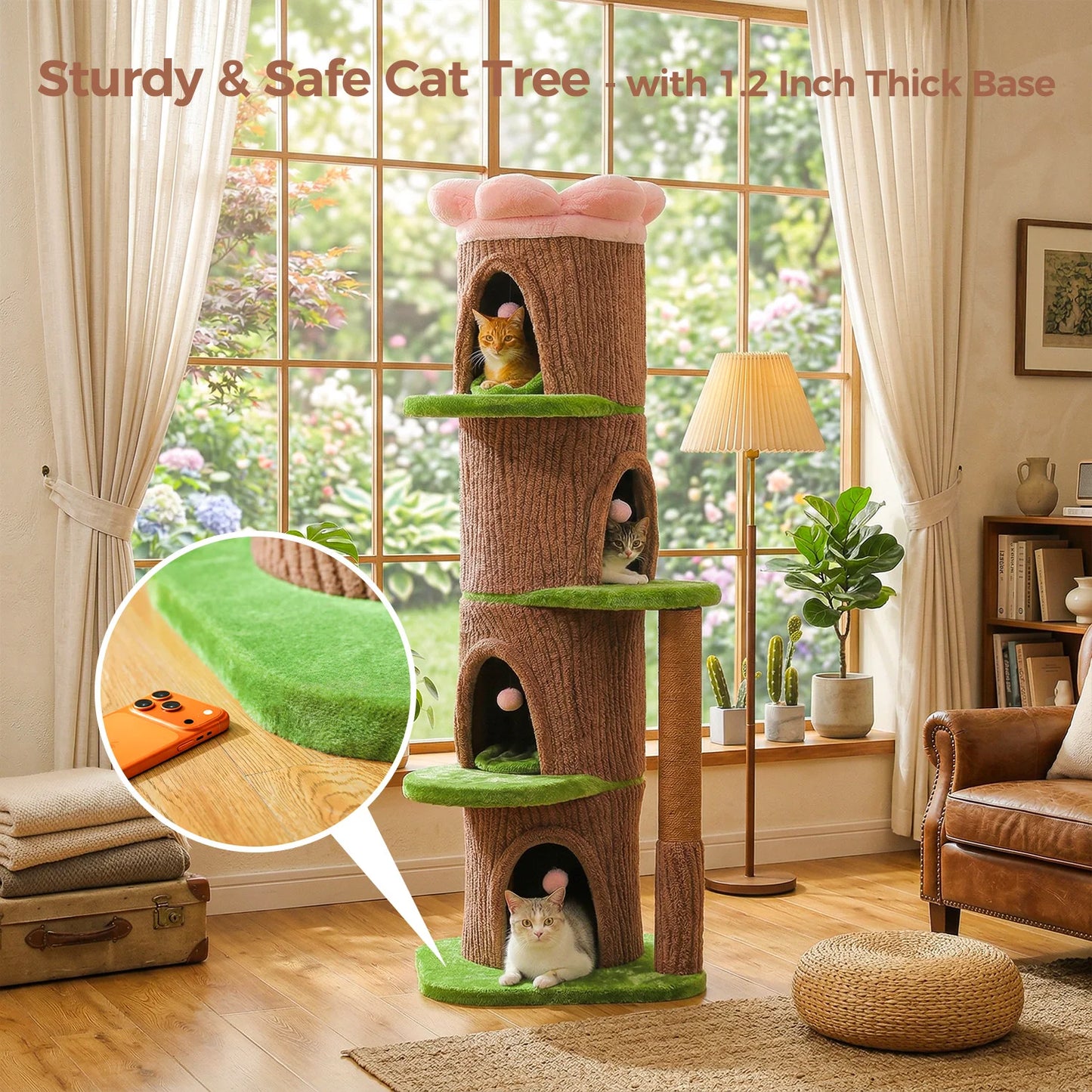 Cat Tree Tower With Four Condos And Scratching Posts