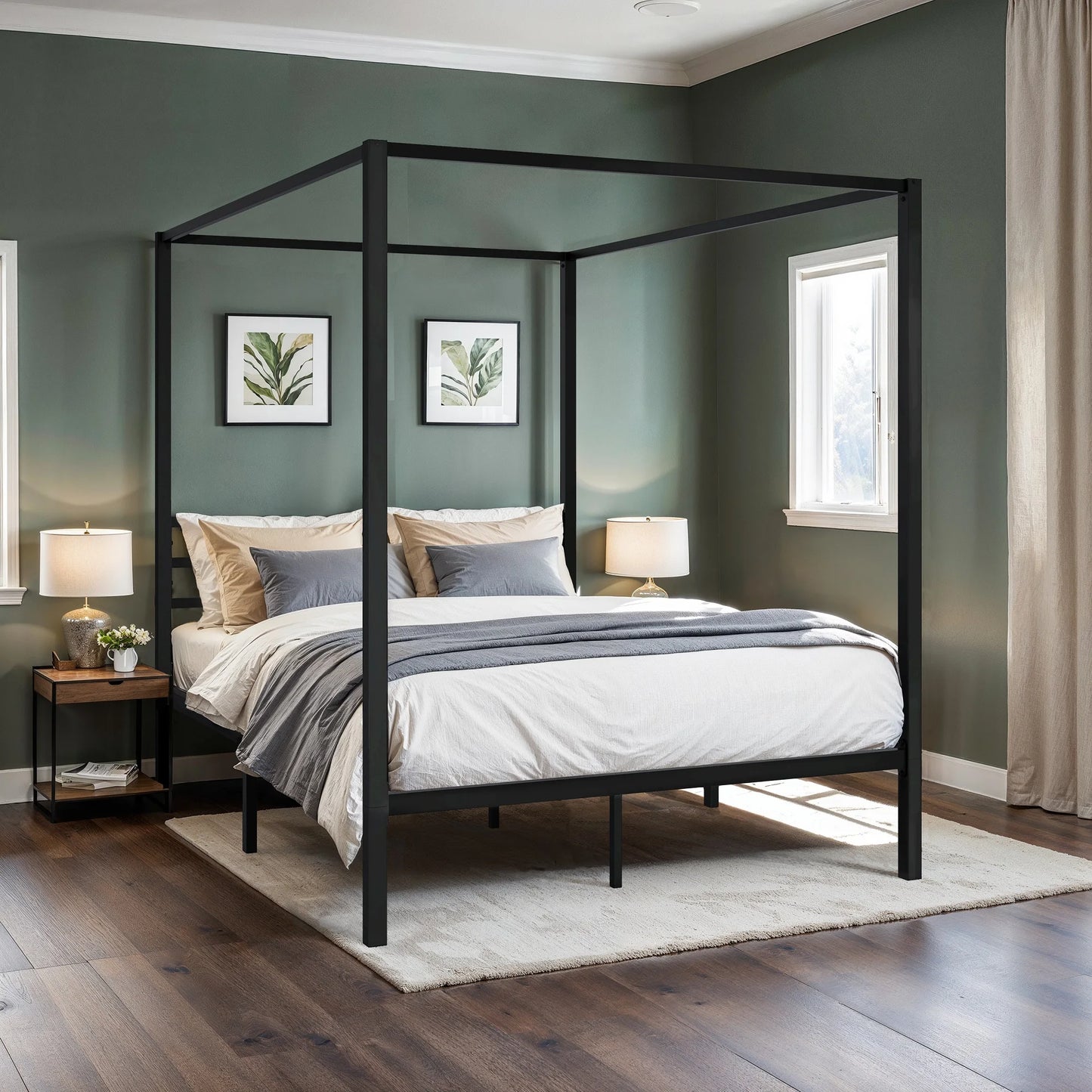 HOOMIC Canopy Bed Frame With Enhanced 4-Poster Design