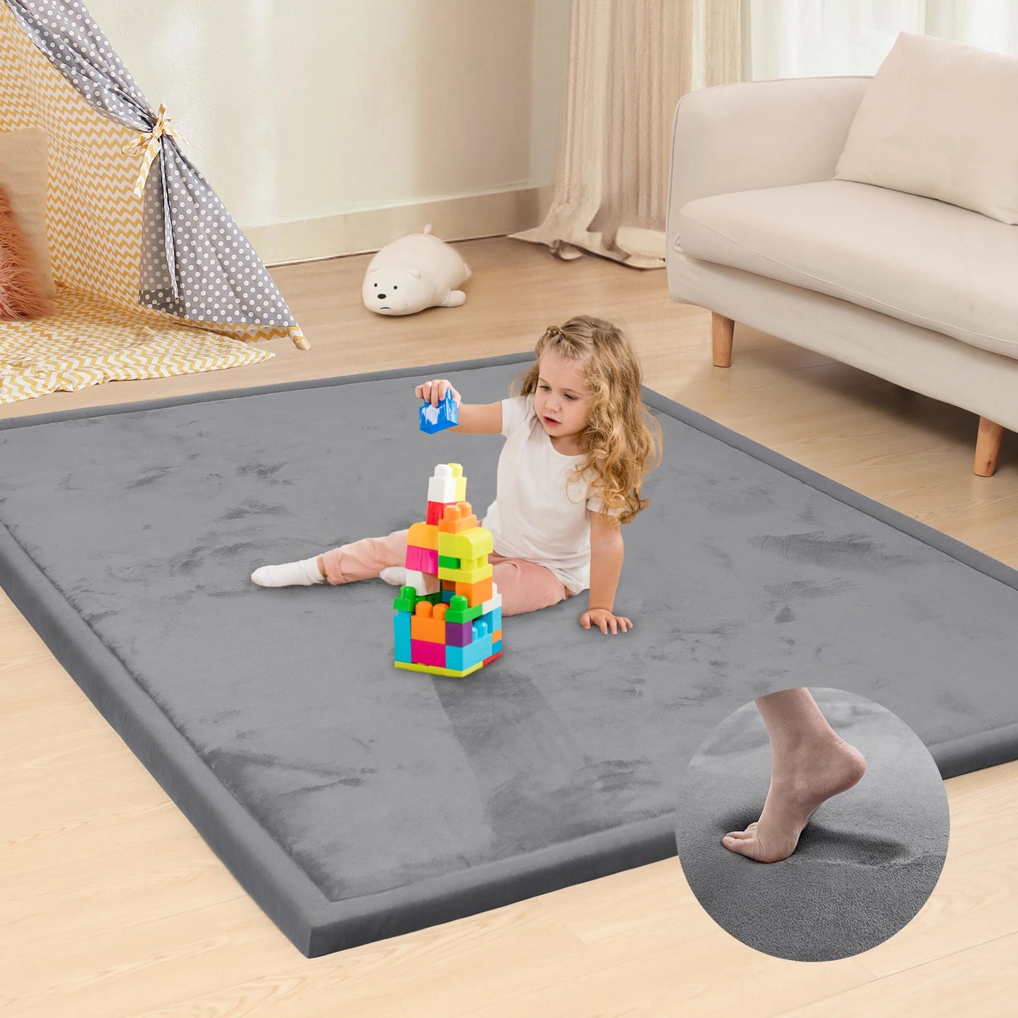 Huloo Sleep Non Slip Baby Play Mat Soft For Nursery