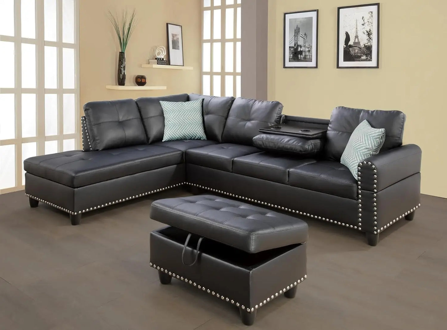 Modern Sectional Sofa Couch 4 Seater Set With Chaise Lounge