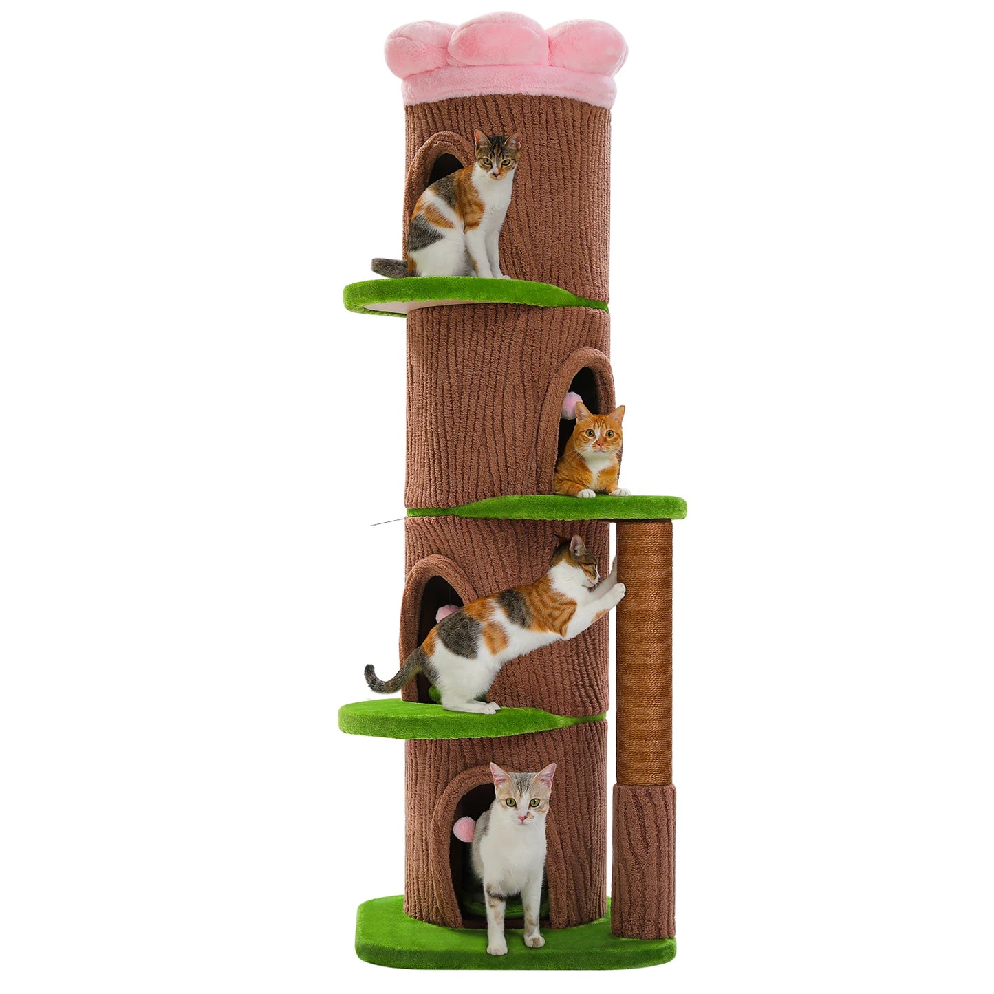 Cat Tree Tower With Four Condos And Scratching Posts
