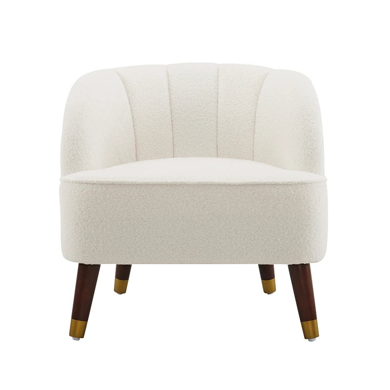 Upholstered Barrel Accent Chair With Wooden Legs Perfect for Living Spaces, Home Offices, Home Bars, Dorms, Small Apartments