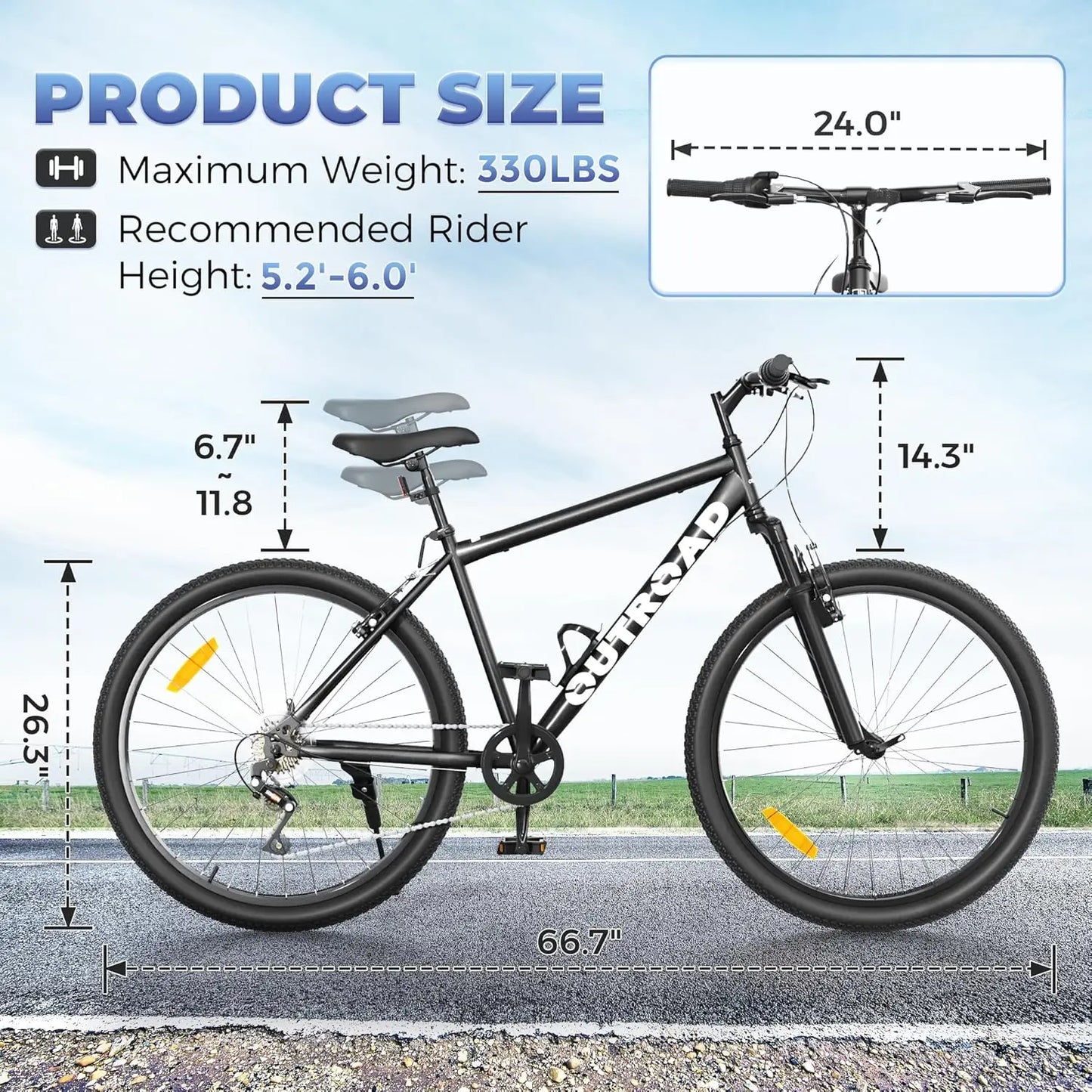 Mountain Bike 21 Speed Dual Disc Brakes High Carbon Steel