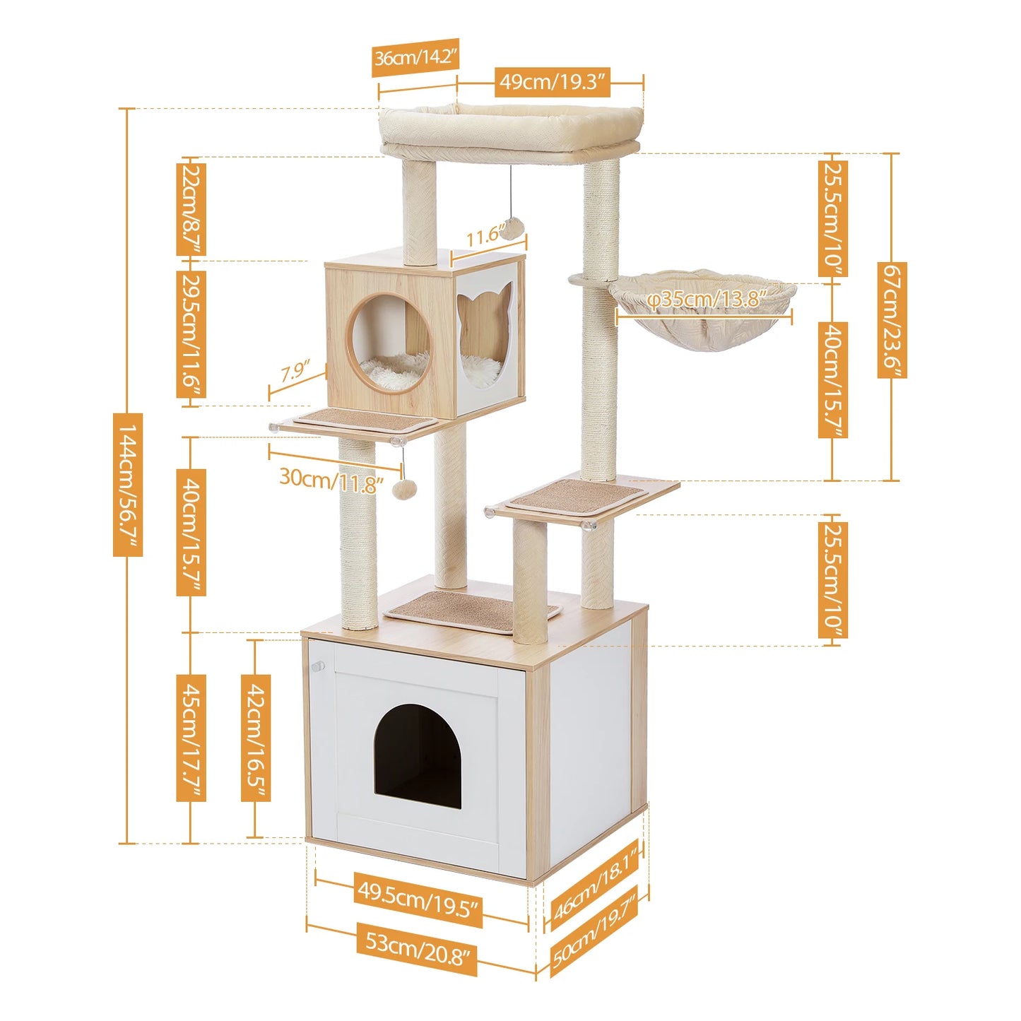 Multi Level Cat Tree Indoor Wood Tower With Scratching Posts
