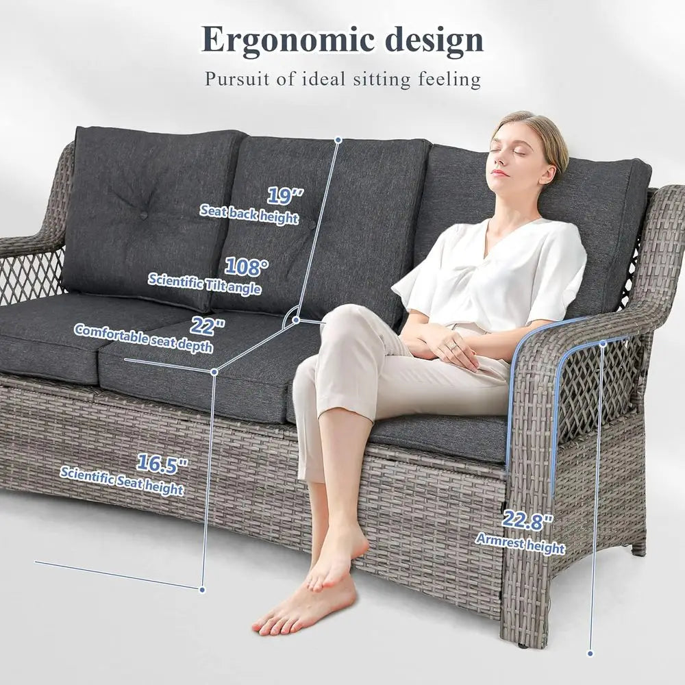 Wicker Outdoor Patio Furniture Set With Sectional Sofa And Table