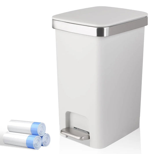 Bathroom Trash Can w/ Lid and 3 Rolls Trash Bags,