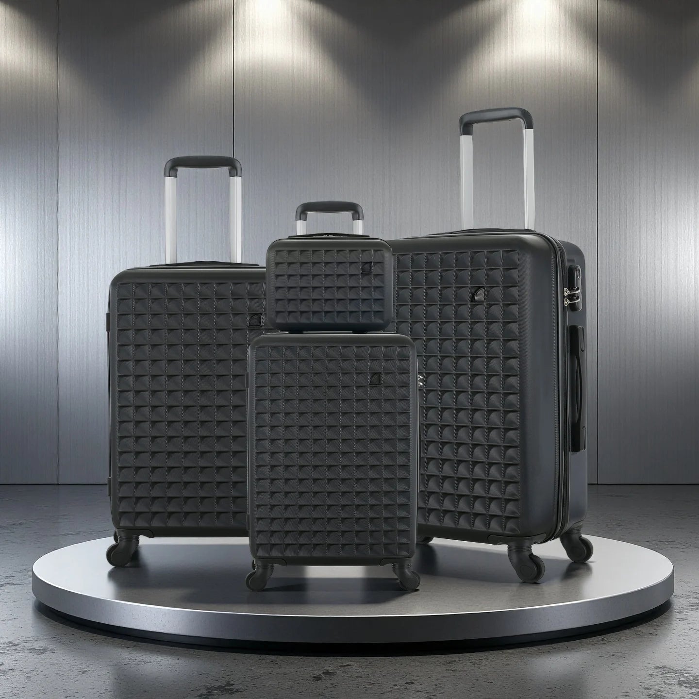 NONECN 4-Piece ABS Hardside Spinner Luggage Set with Cosmetic Case
