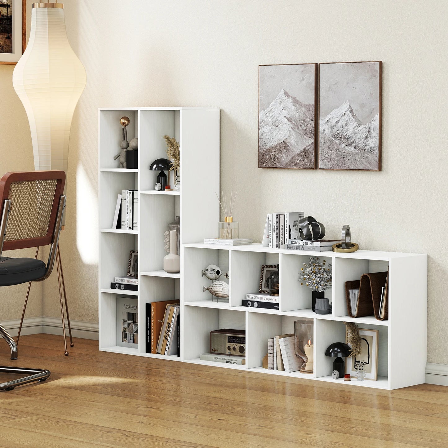 HOMASIS 7 Cube Bookcase Freestanding Wood Bookshelf