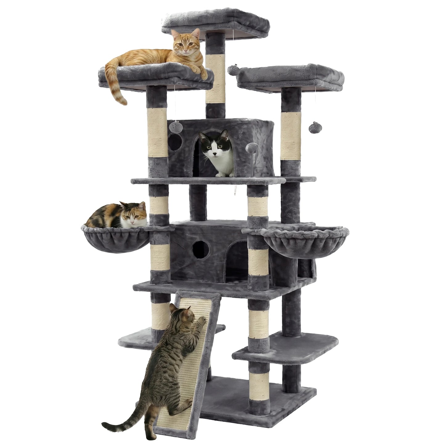 Cat Tree Tower With Two Condos And Scratching Posts