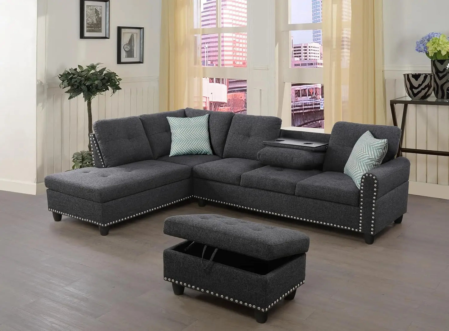 Modern Sectional Sofa Couch 4 Seater Set With Chaise Lounge