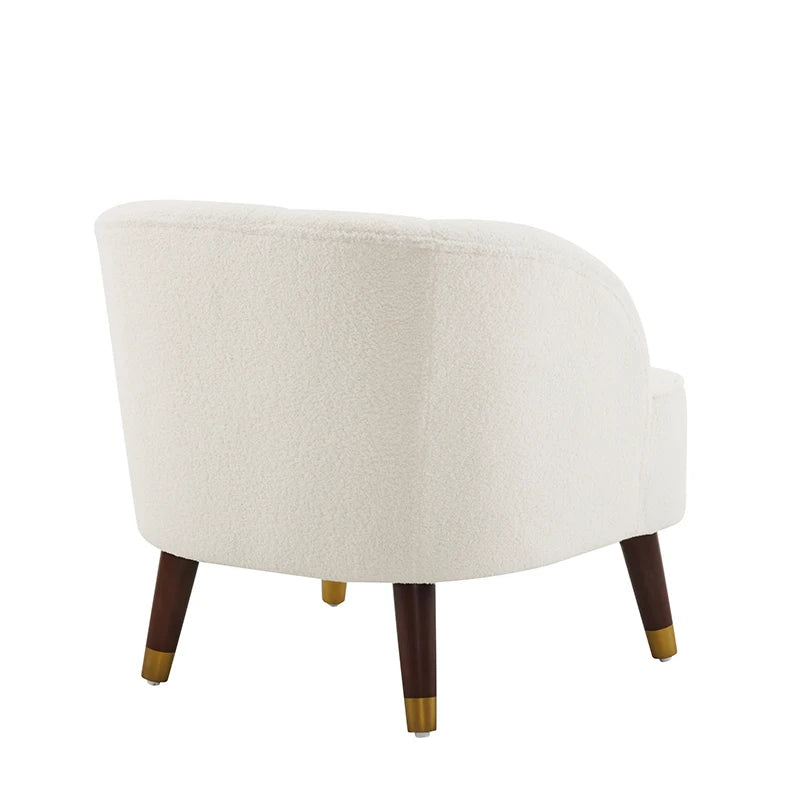 Upholstered Barrel Accent Chair With Wooden Legs Perfect for Living Spaces, Home Offices, Home Bars, Dorms, Small Apartments